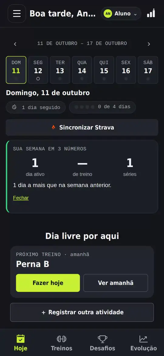 Modo treinador do Movo com a lista de alunos.